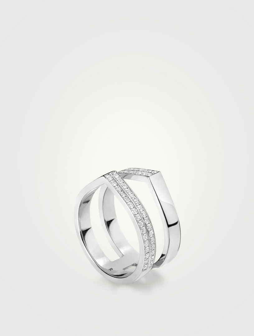 REPOSSI Antifer Off-Width 18K White Gold Ring With Diamonds | Holt