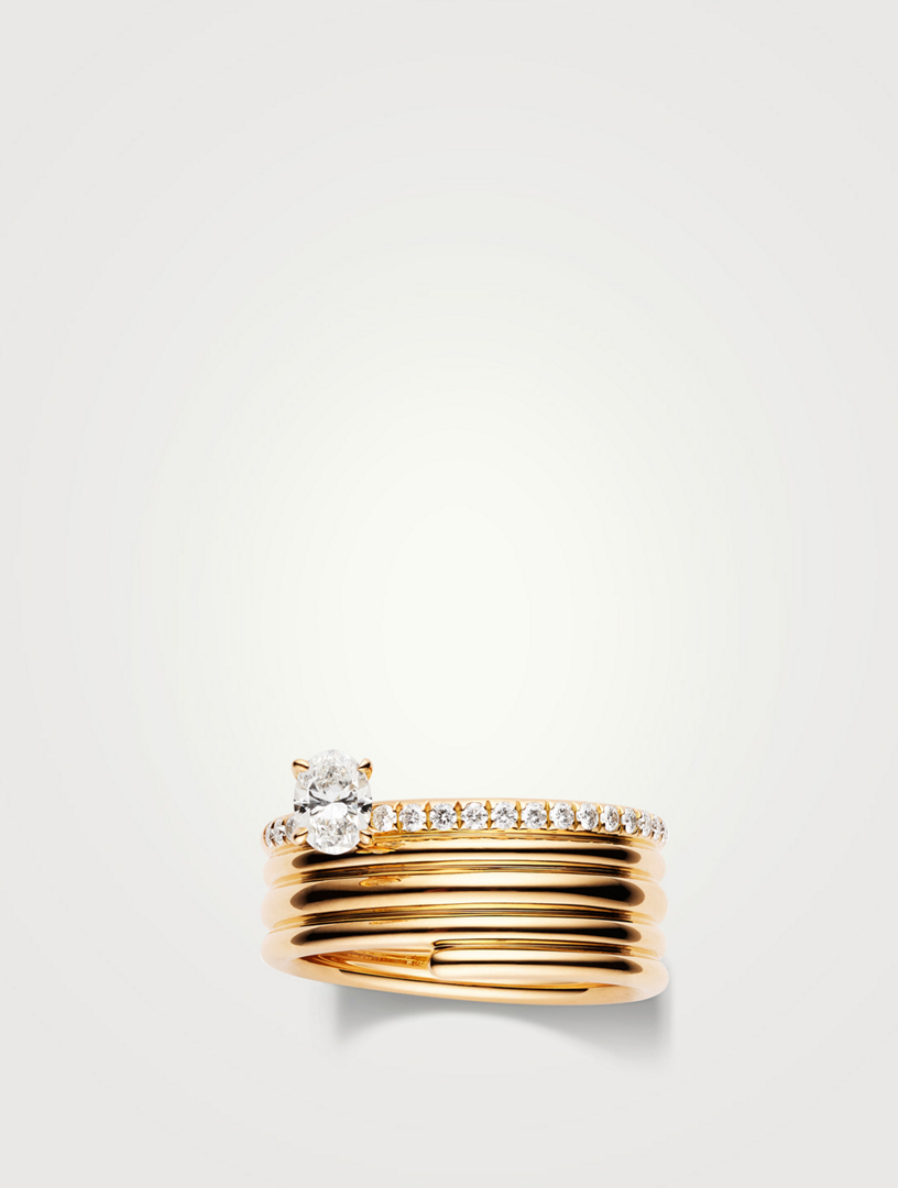 Blast 18K Rose Gold Ring With Diamonds