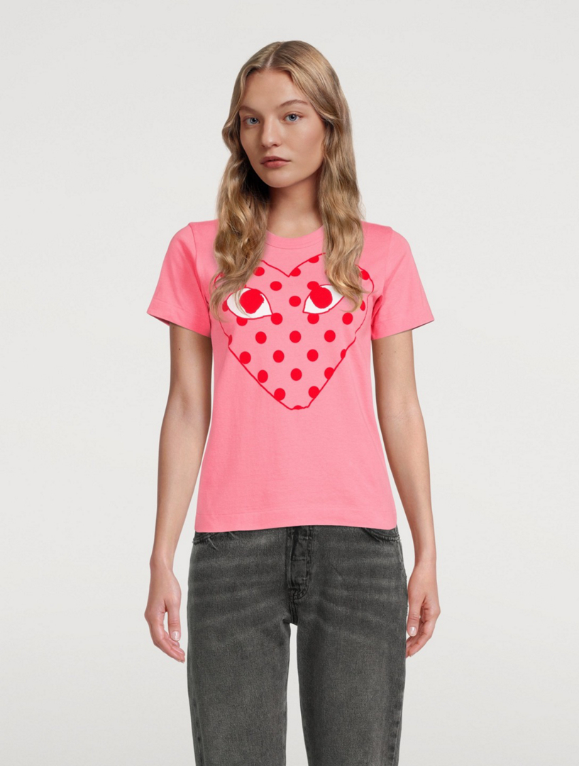 COMME DES GARCONS PLAY - Polka-dot logo-print cotton-jersey T