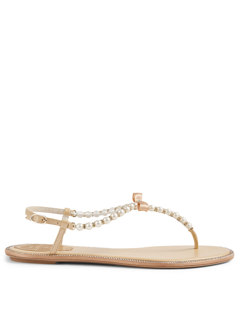 RENE CAOVILLA Eliza Satin Pearl Thong Sandals | Holt Renfrew