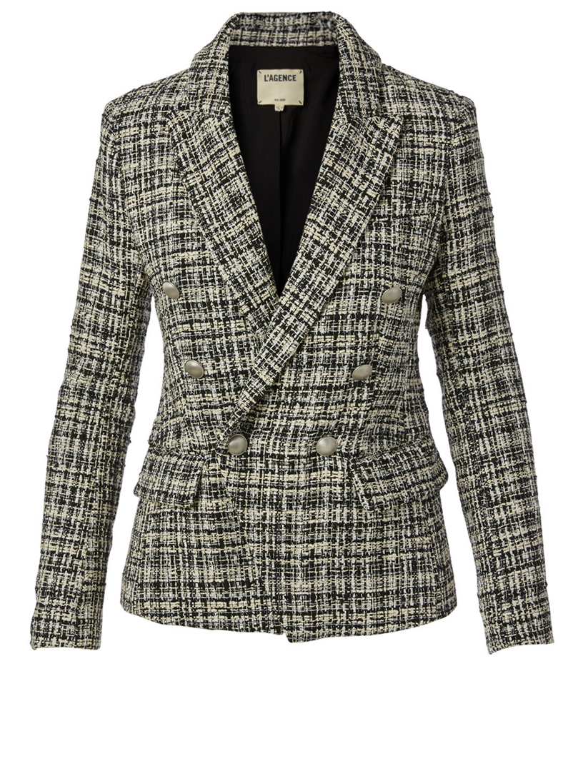 L'AGENCE Kenzie Tweed Double-Breasted Blazer | Holt Renfrew