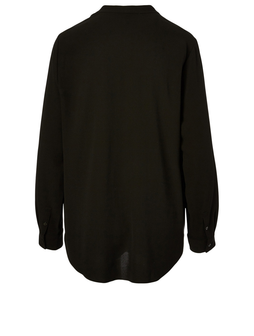Silk Georgette Crepe V-Neck Top