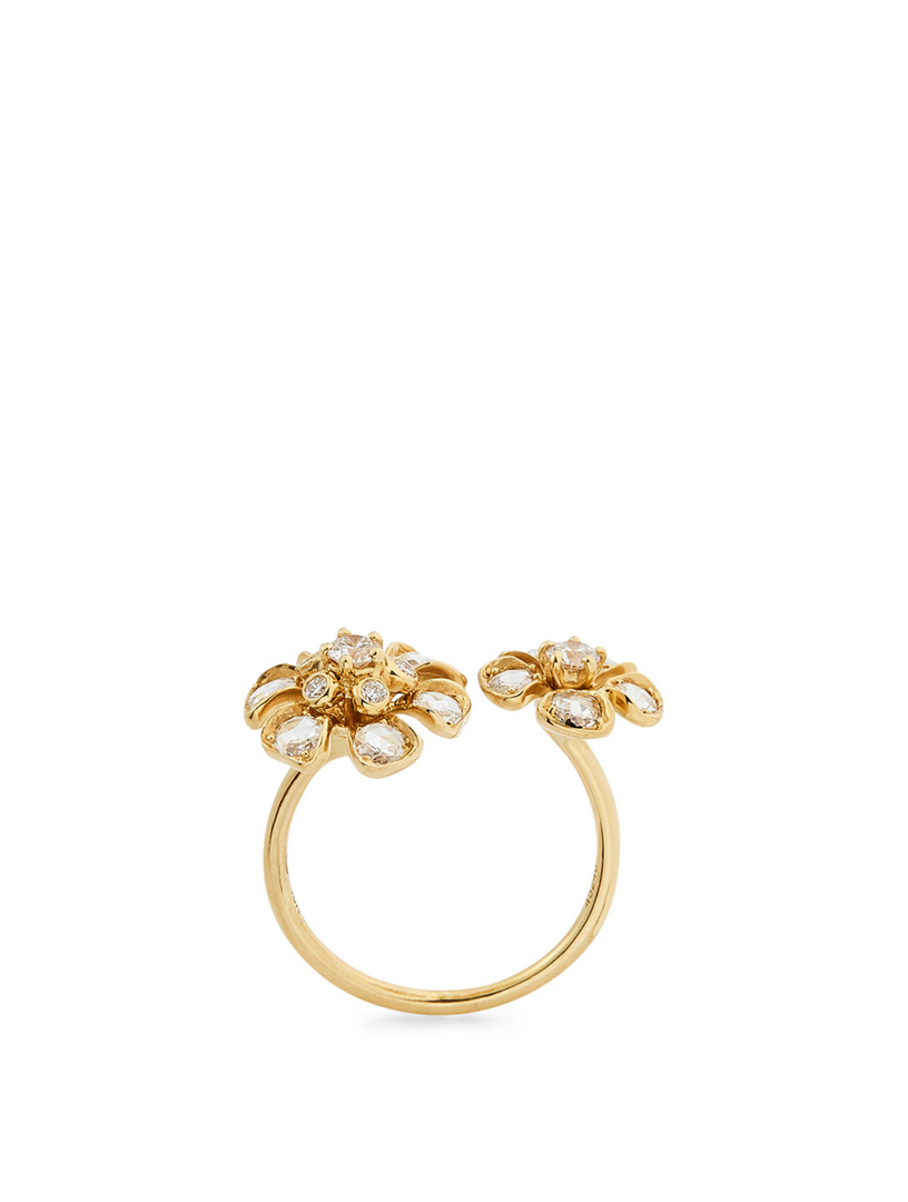 Mini Aster 18K Gold Ring With Diamonds