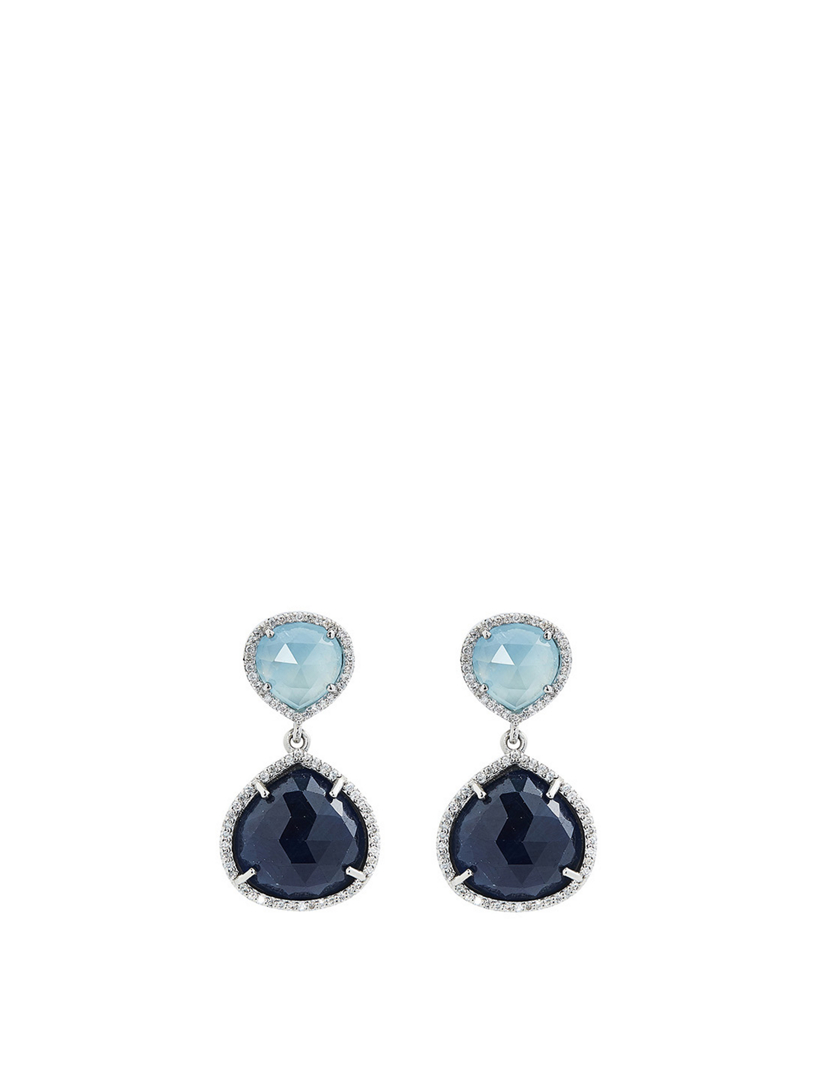 Silver Aquamarine And Sapphire Earrings With Diamonds