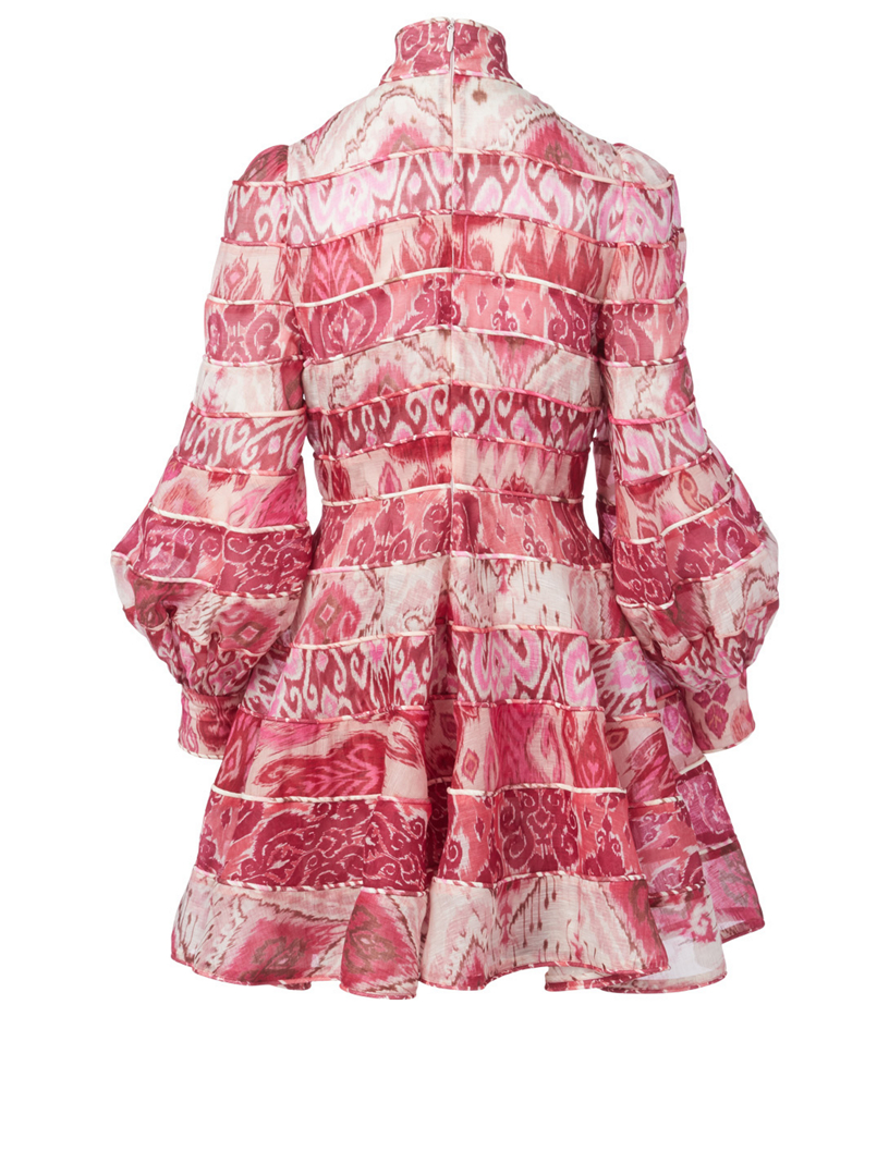 Wavelength Linen And Silk Mini Dress Ikat Print