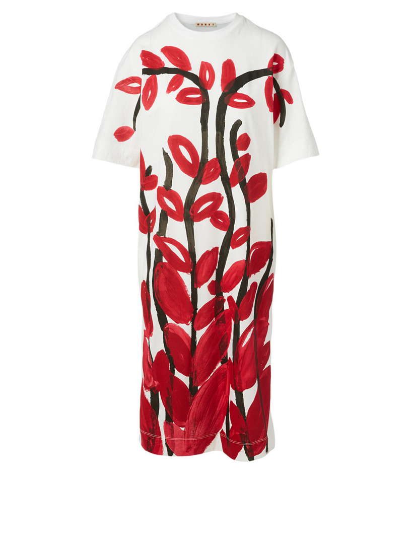 MARNI Cotton T-Shirt Dress In Floral Print | Holt Renfrew