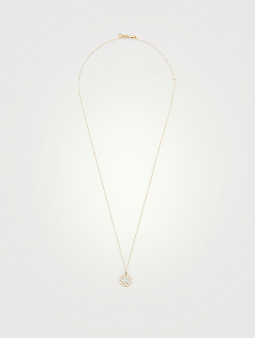 14K Gold Evil Eye Medallion Necklace With Diamonds