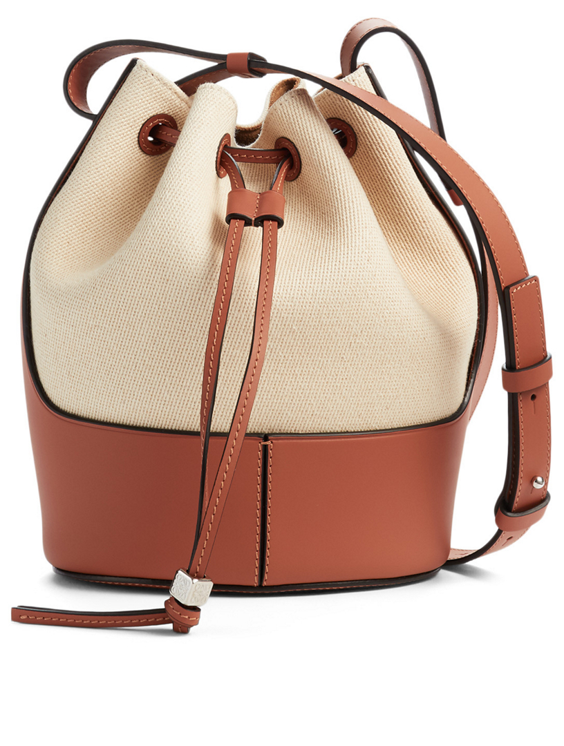 Loewe Balloon Mini Leather-trimmed Cotton-canvas Bucket Bag