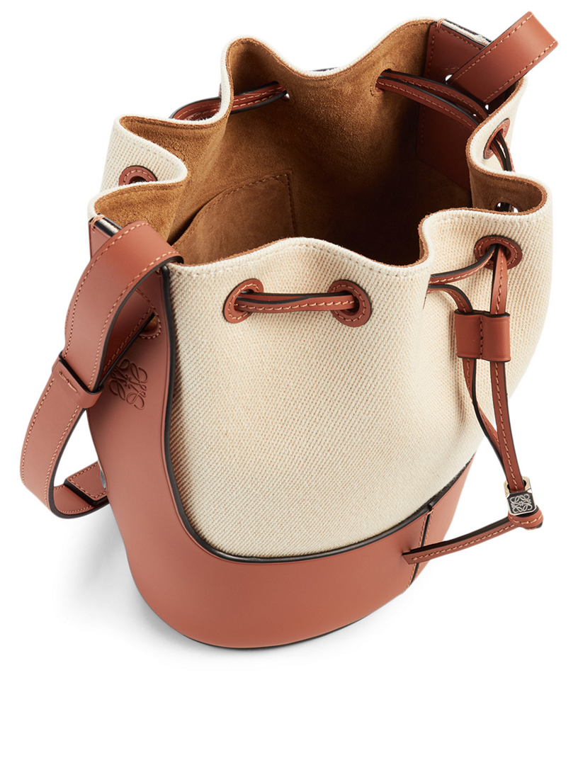 Small Balloon Leather And Canvas Bucket Bag