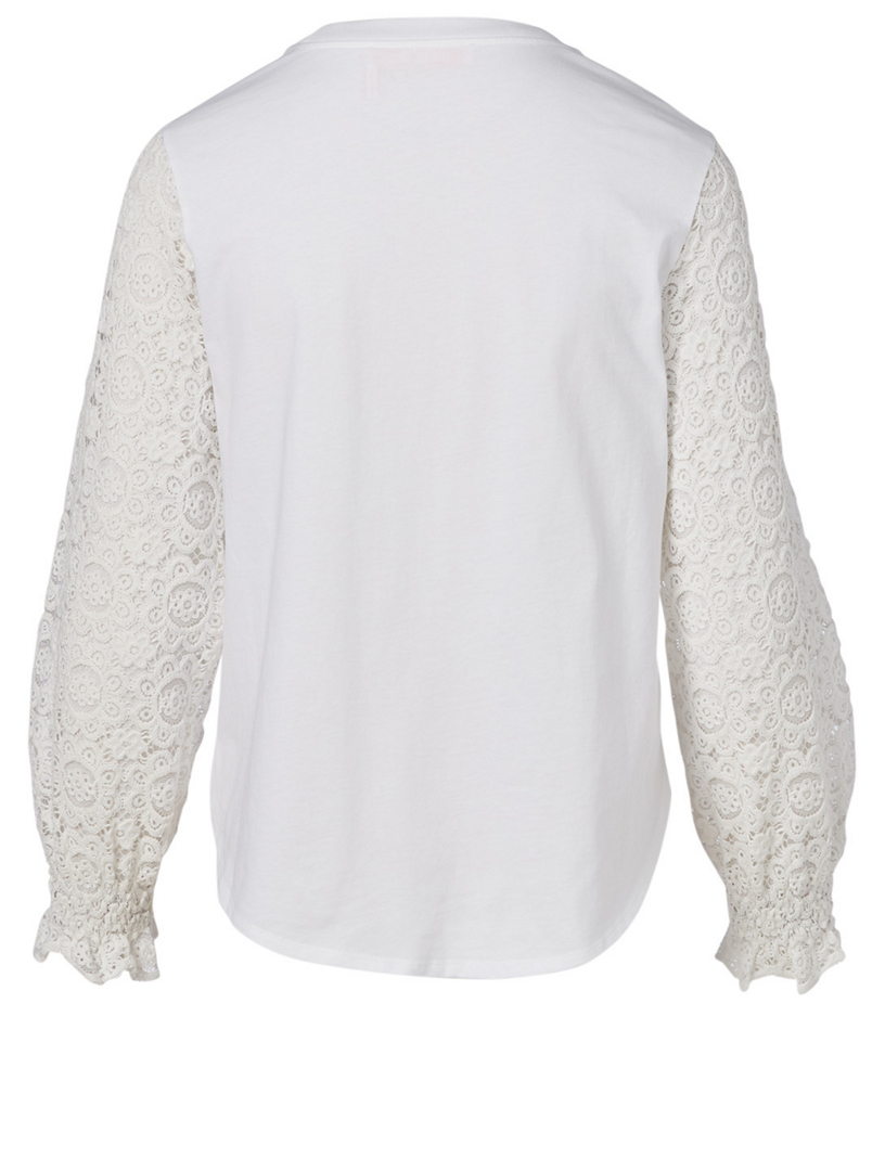 Cotton Lace Long-Sleeve Top