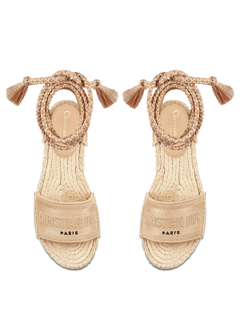 DIOR Dior Granville Embroidered Cotton Espadrille Sandals Holt