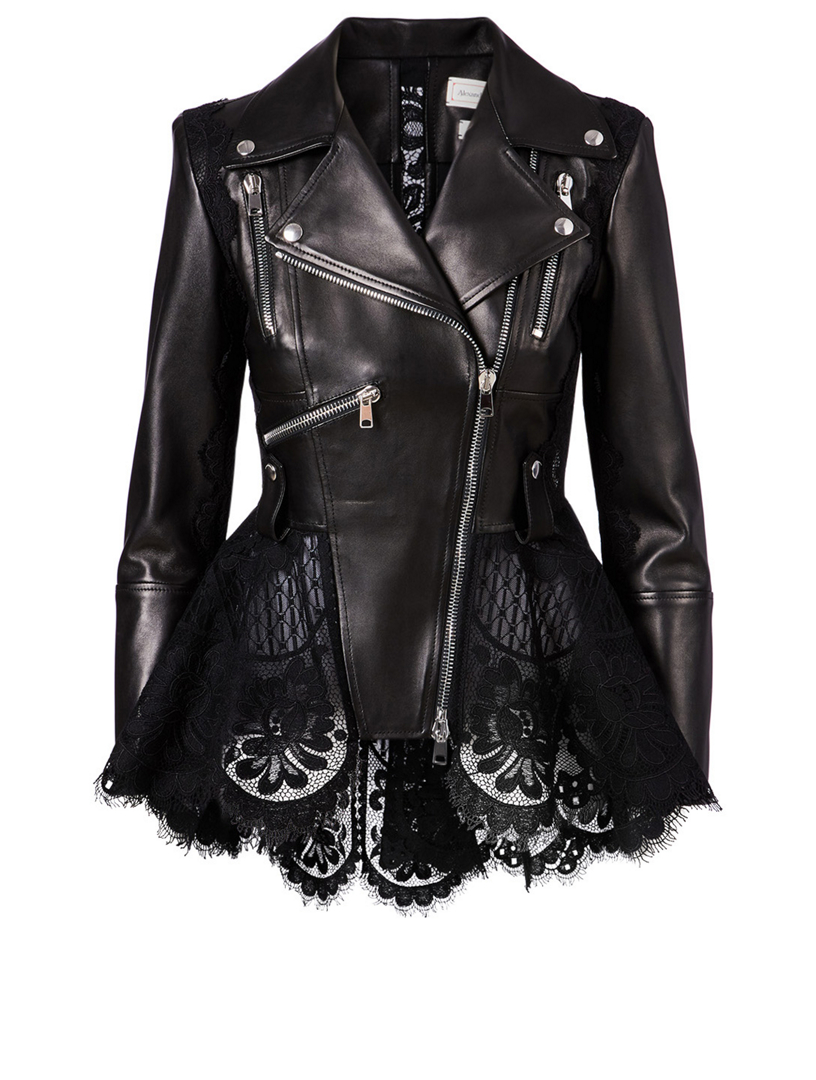 Alexander mcqueen leather peplum on sale jacket