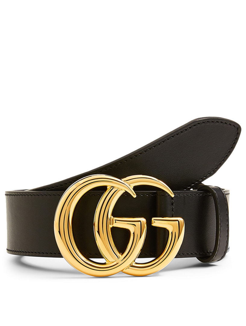 Leather gucci belt with double g buckle deals