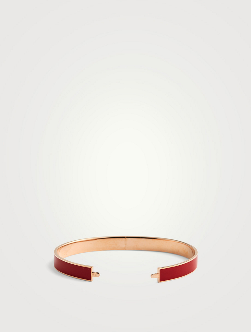 Interchangeable 18K Rose Gold Enamel Bangle Bracelet