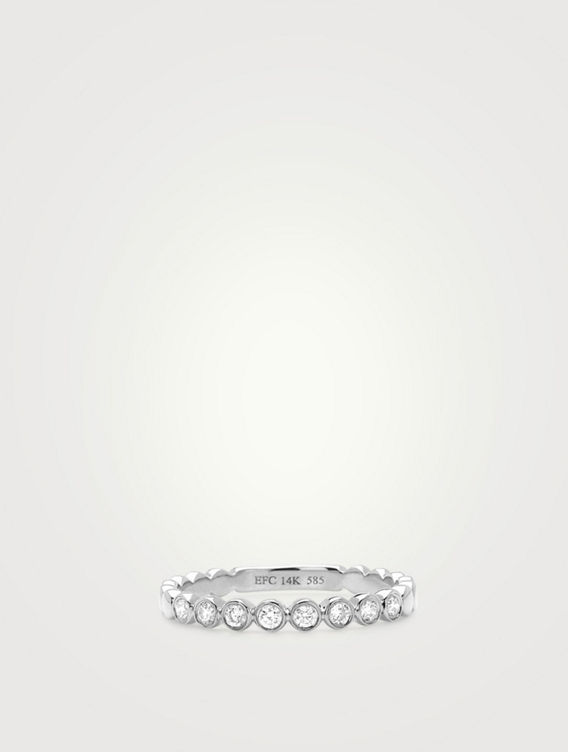 14K Gold Bezel Stack Ring With Diamonds