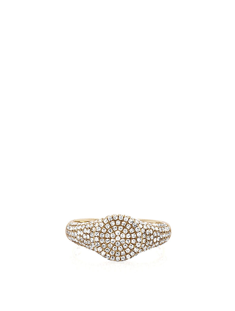 14K Gold Signet Ring With Diamonds