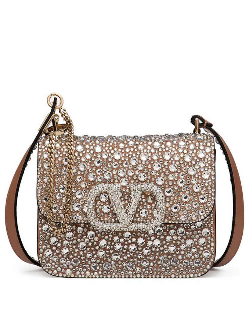 Valentino Garavani Small Vsling Crystal-embellished Crossbody Bag -  Neutrals