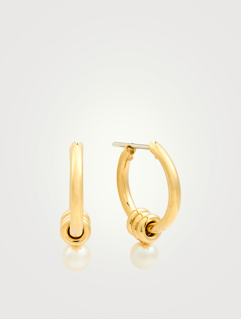 Akoya Ara 18K Gold Hoop Earrings With Pearls