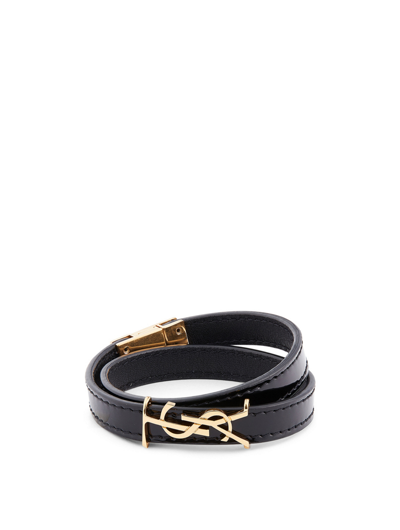 Saint Laurent Double-strap Monogram Bracelet in Black