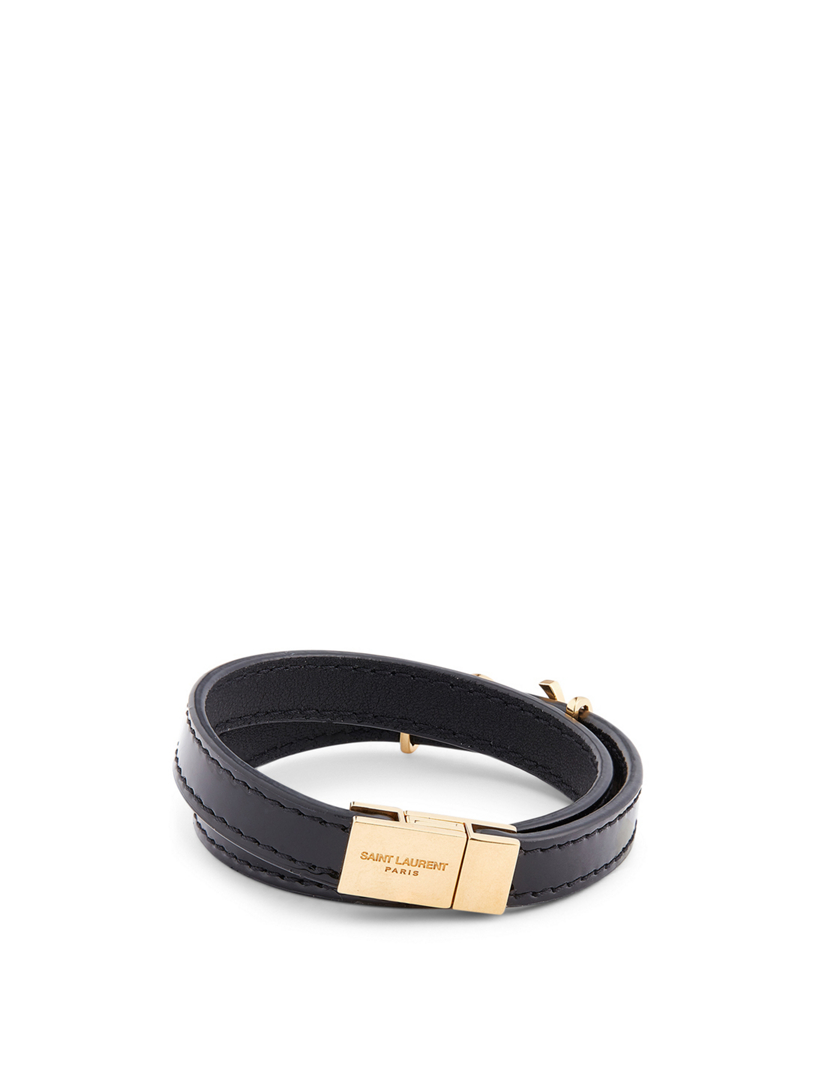 YSL Monogram Leather Wrap Bracelet