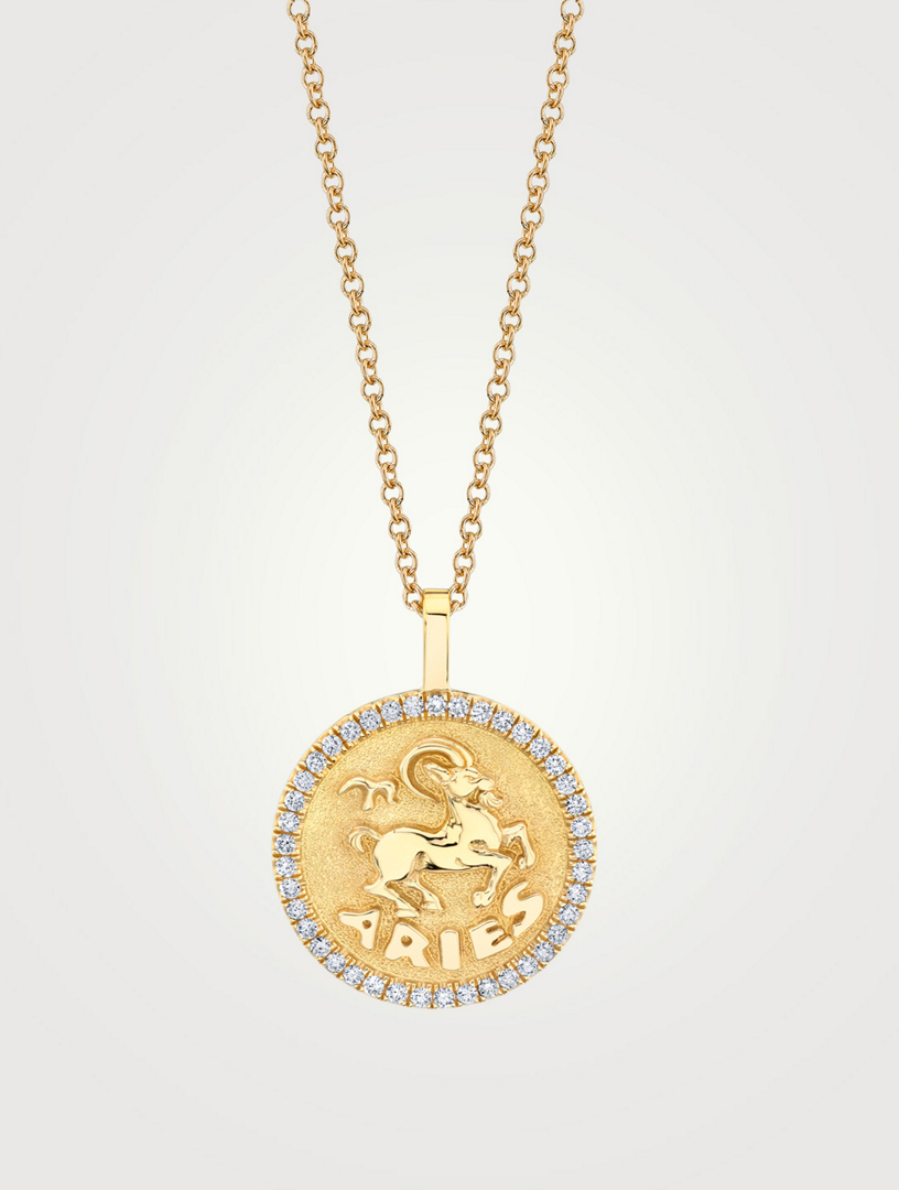ANITA KO 18K Gold Zodiac Aries Coin Pendant Necklace With Diamonds Holt Renfrew