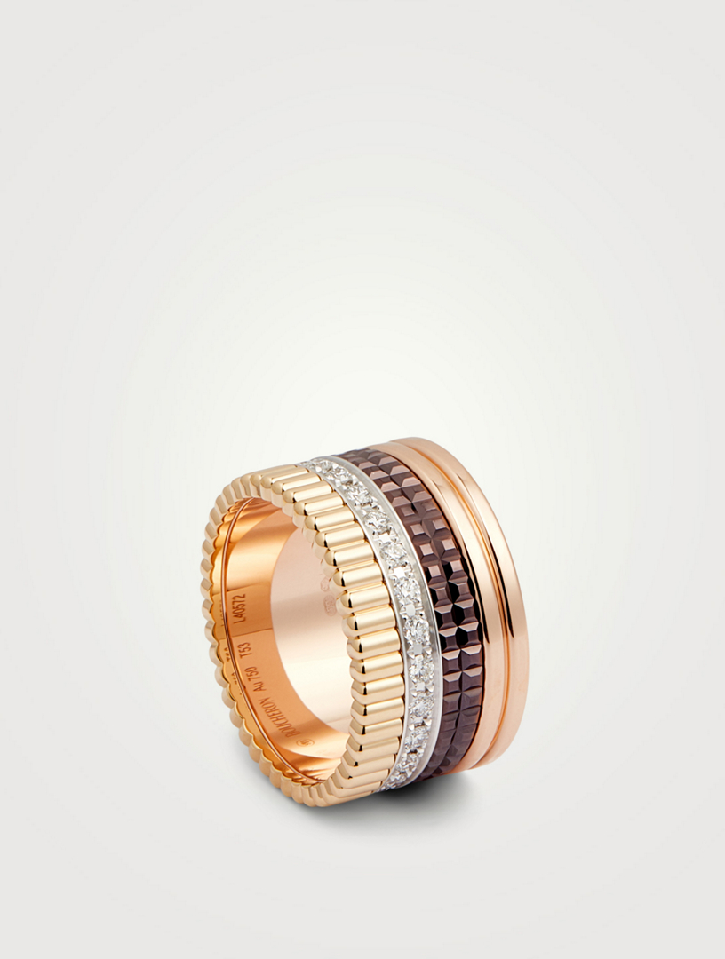 BOUCHERON Large Quatre Classique Gold Ring With Brown PVD And Diamonds Holt Renfrew