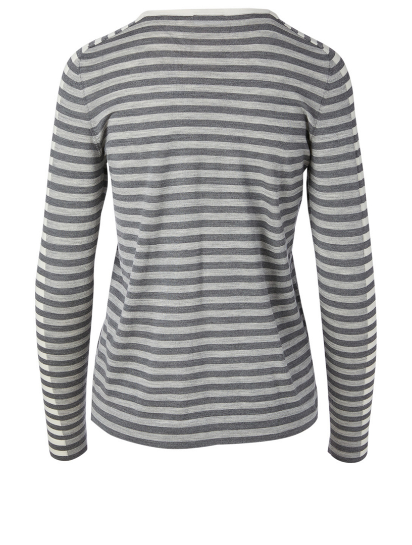 Wool Long-Sleeve Top Striped Print