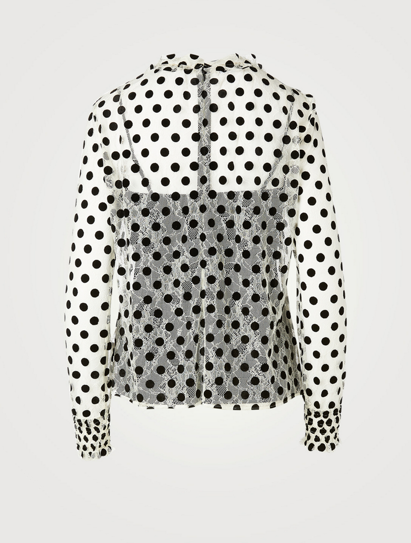 Lace Blouse With Velvet Polka Dots