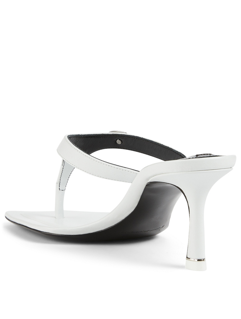 Ivy Leather Heeled Thong Sandals With Crystal Logo