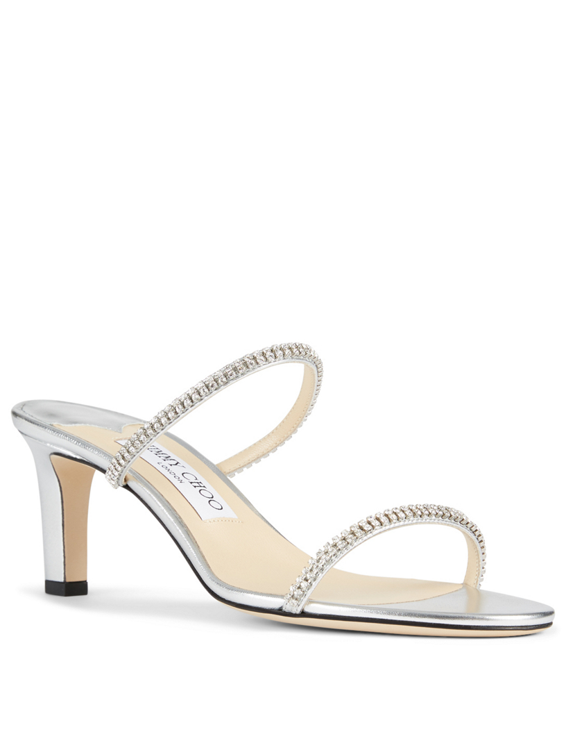 JIMMY CHOO Brea 65 Metallic Leather Heeled Sandals With Crystals