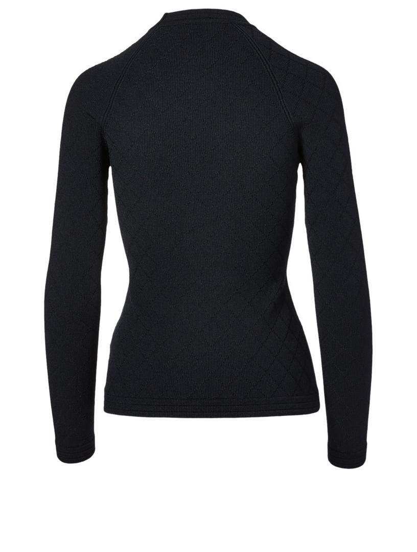 Diamond Knit Sweater With Buttons