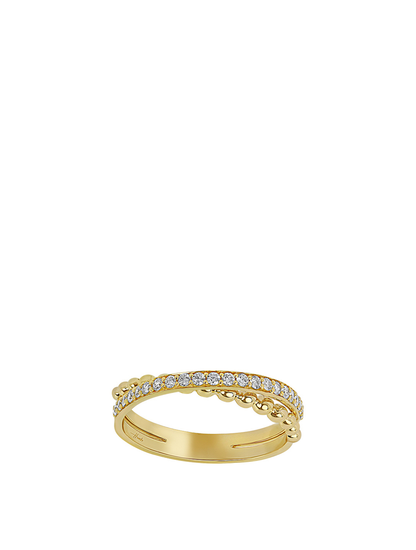 Bubbles 18K Gold Stacked Ring With Diamonds
