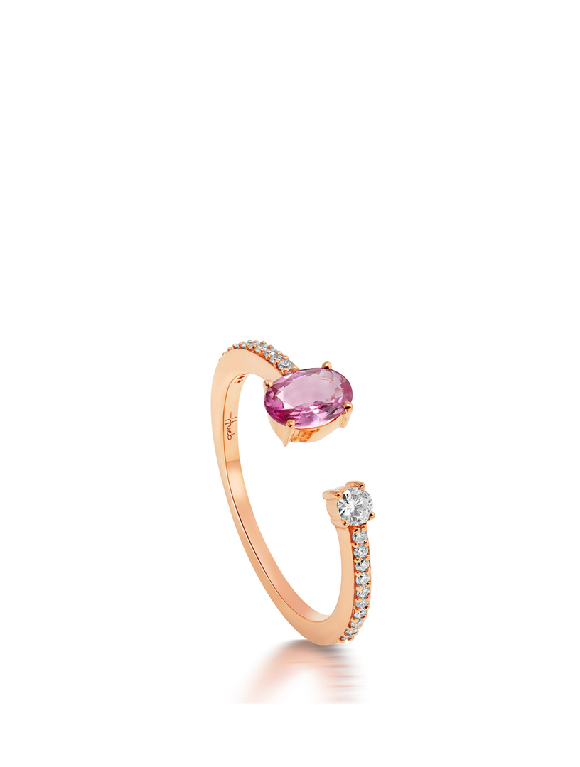 HUEB Spectrum 18K Rose Gold Ring With Diamonds And Pink