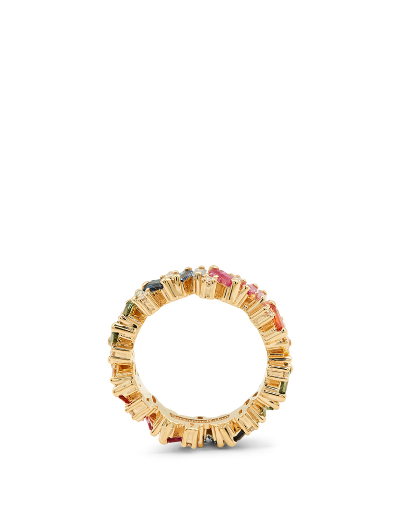 Rainbow Fireworks 18K Gold Frenzy Eternity Band With Sapphires And Diamonds