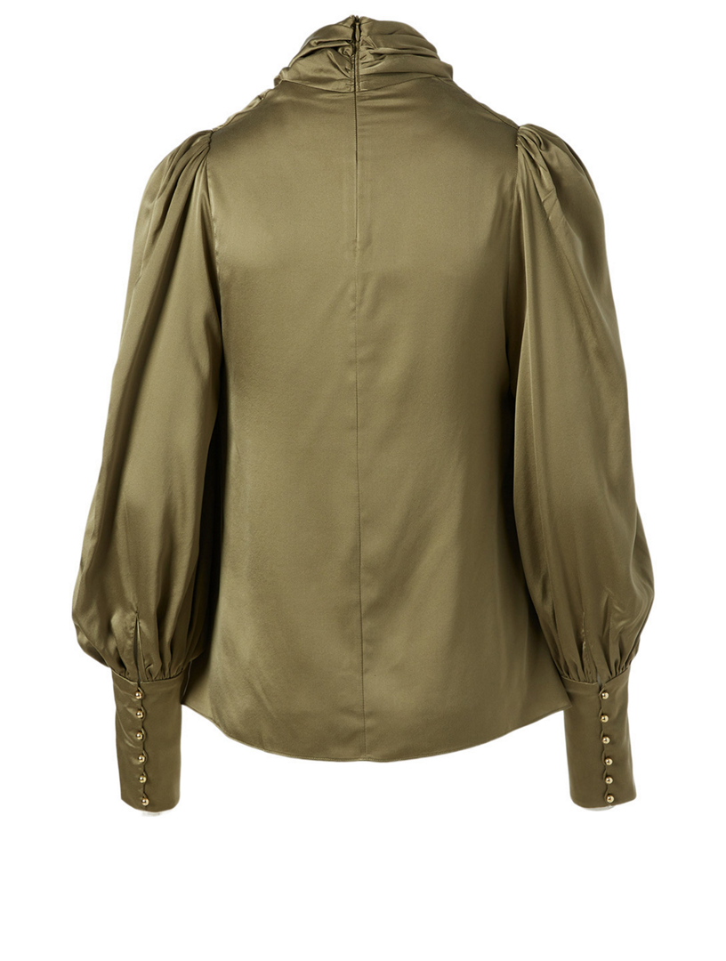 Silk Stretch Cowl Blouse