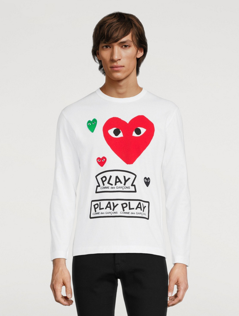 COMME DES GARCONS PLAY Cotton Long Sleeve T Shirt With Multi Logo Holt Renfrew