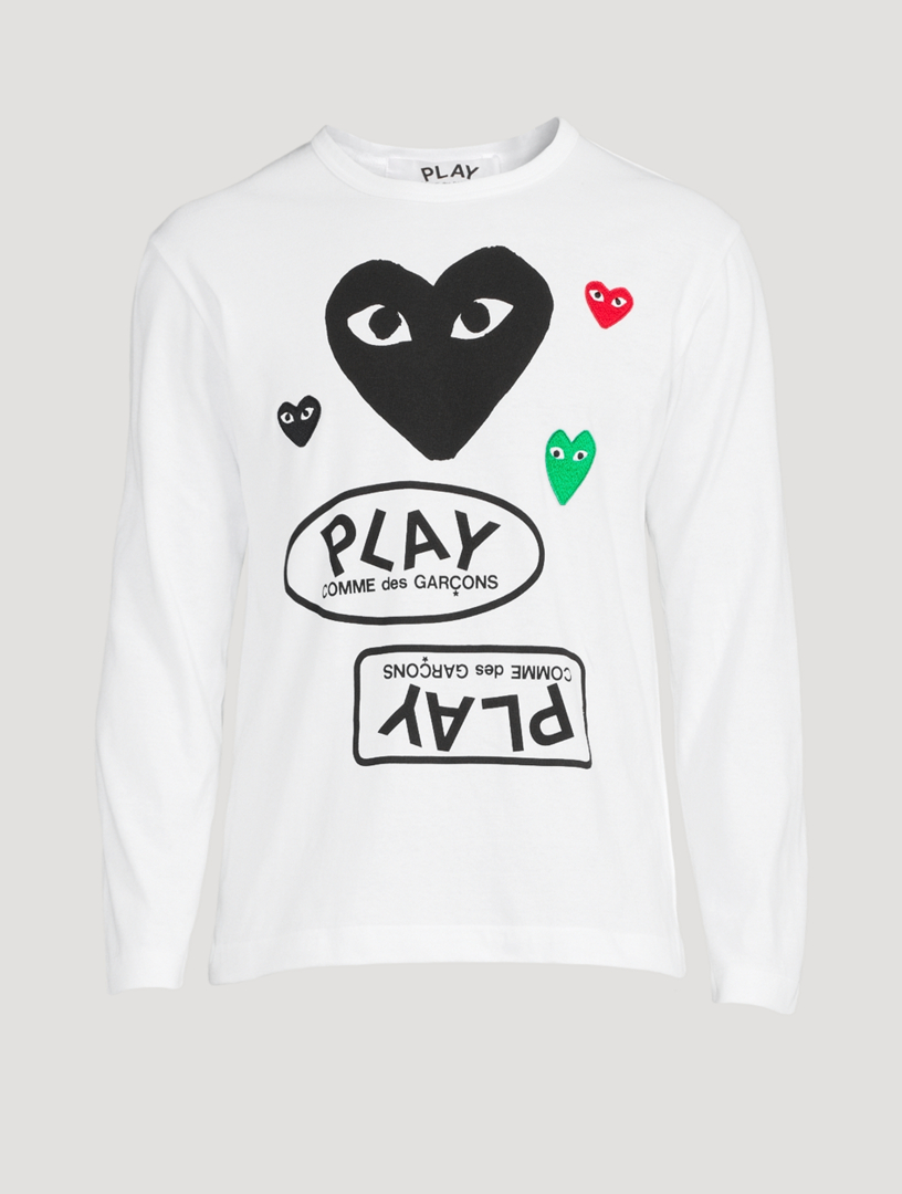 COMME DES GARCONS PLAY Cotton Long Sleeve T Shirt With Multi Logo Holt Renfrew