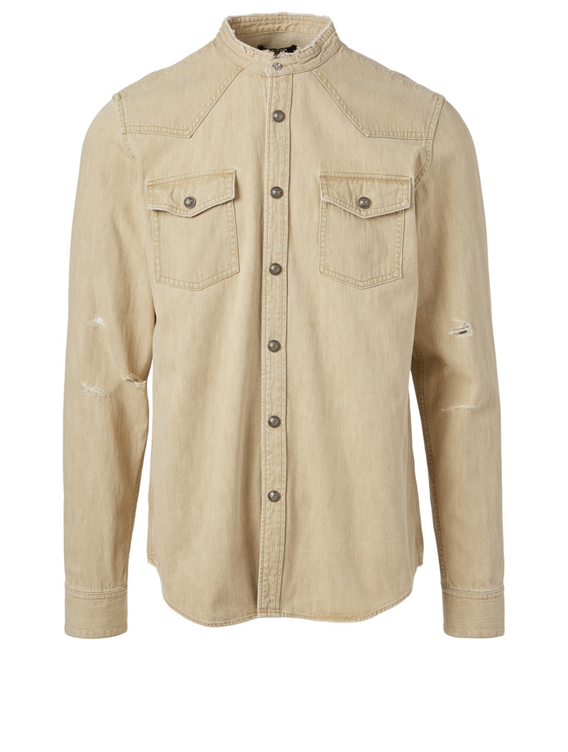 Denim Shirt With Embossed Logo