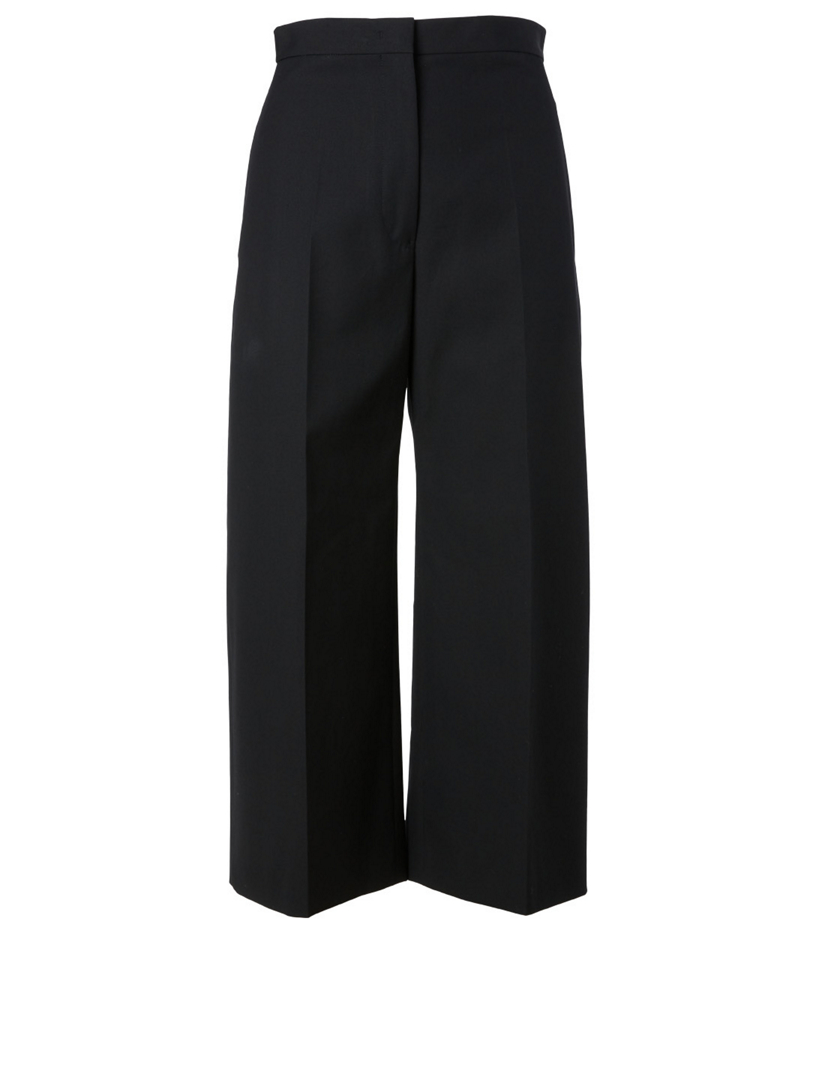 Cotton Wide-Leg Crop Pants