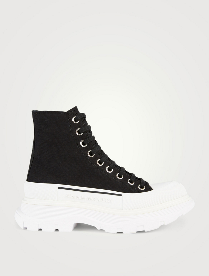 ALEXANDER MCQUEEN Tread Slick Canvas Platform High-Top Sneakers