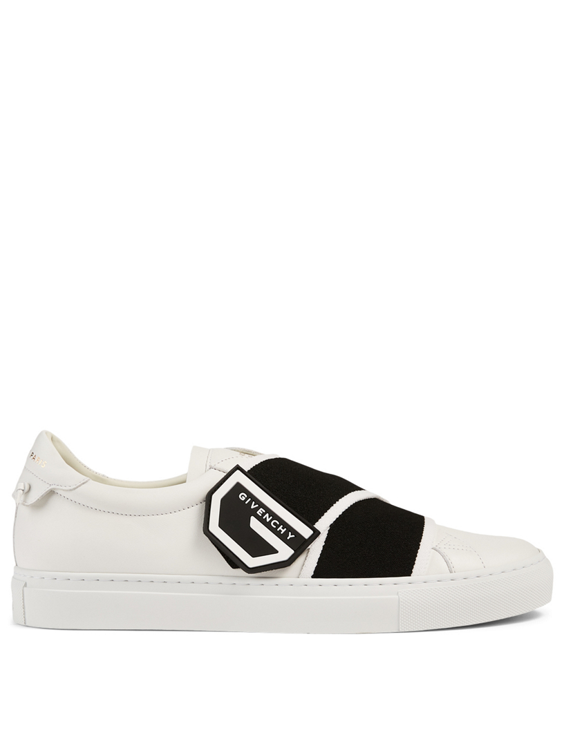 Urban Street Leather Sneakers With Logo Strap