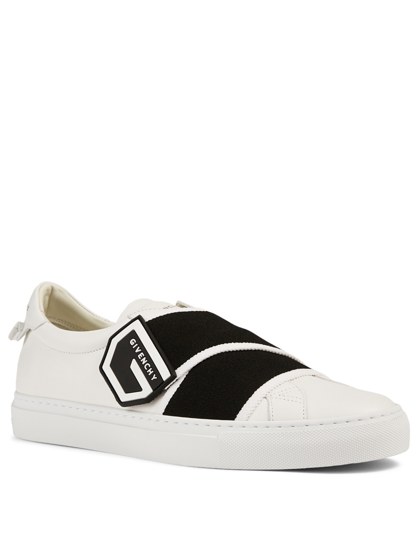 Urban Street Leather Sneakers With Logo Strap