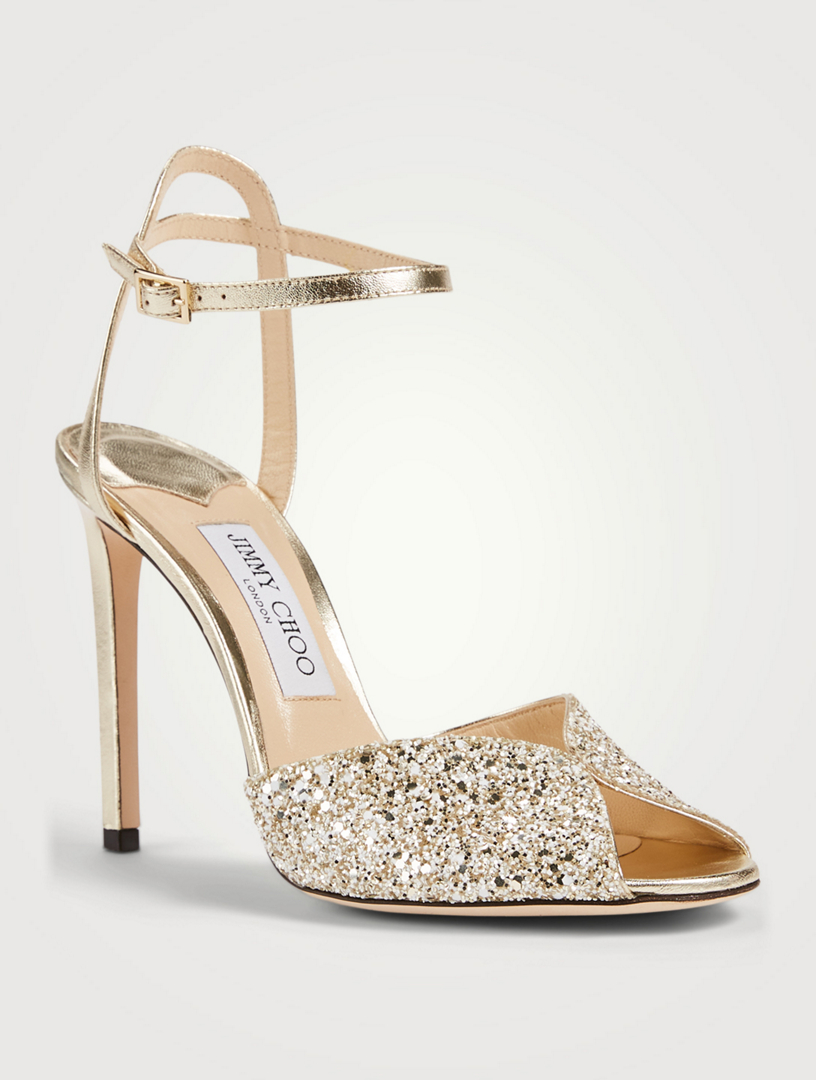 Sacora 100 Infinity Glitter And Metallic Leather Heeled Sandals