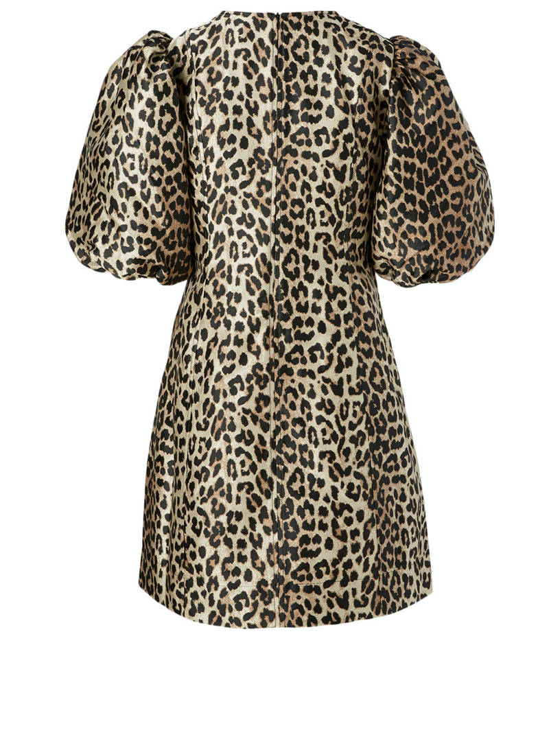 knee length dresses for ladies Ganni Stretch Jacquard V-neck Mini Dress