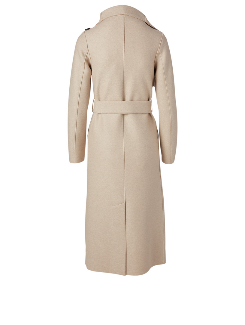 Harris Wharf London Belted-waist Wool Trench Coat In Almond