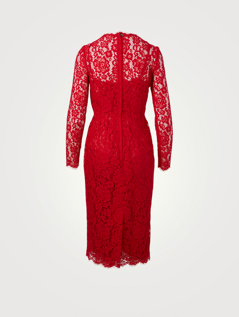 Lace Long-Sleeve Midi Dress