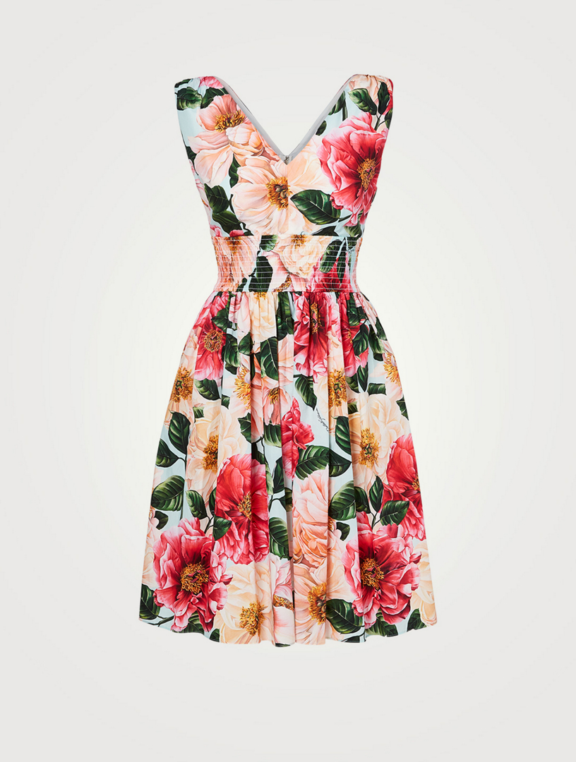 Dolce&Gabbana Floral-Print Sleeveless Bustier Midi Dress