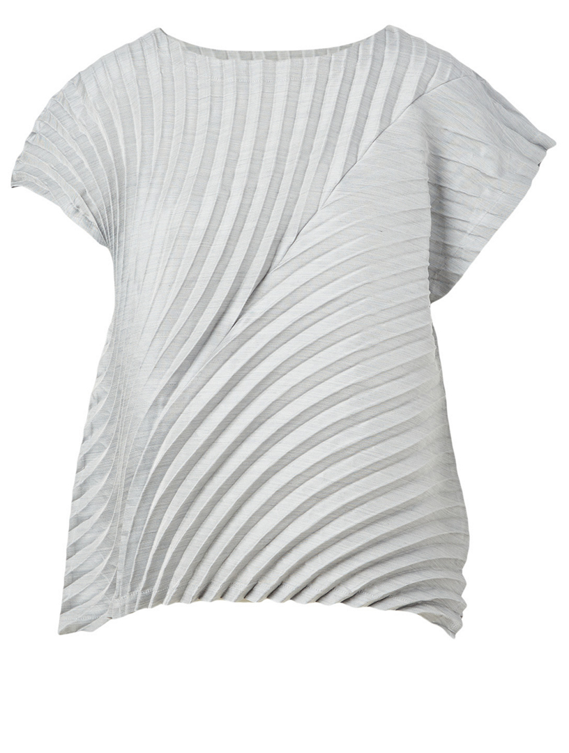 Circle Pleats Wool-Blend Top