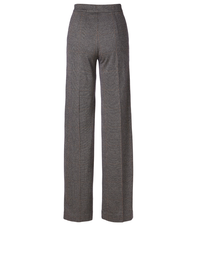 Wool-Blend Pants Glen Plaid Print