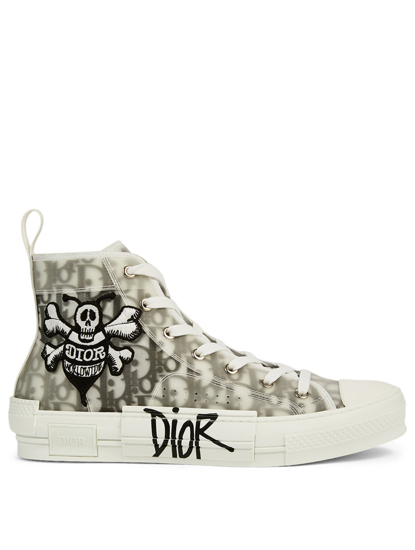 DIOR B23 Dior Oblique Canvas High-Top Sneakers With DIOR And Shawn